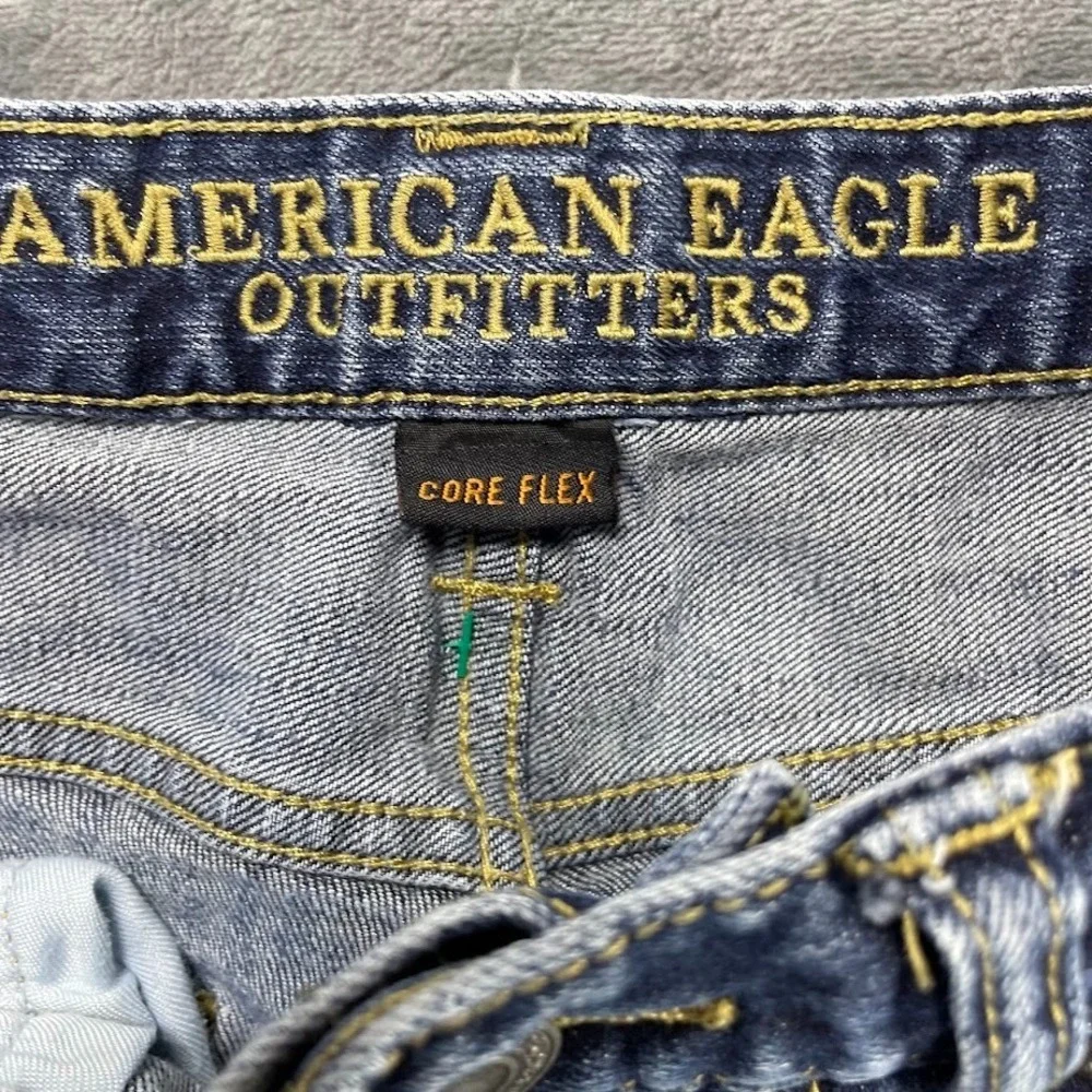 Y2K American Eagle Jeans Mens 30x30 Fit 30x29 Wash Blue Original Bootcut Stretch
